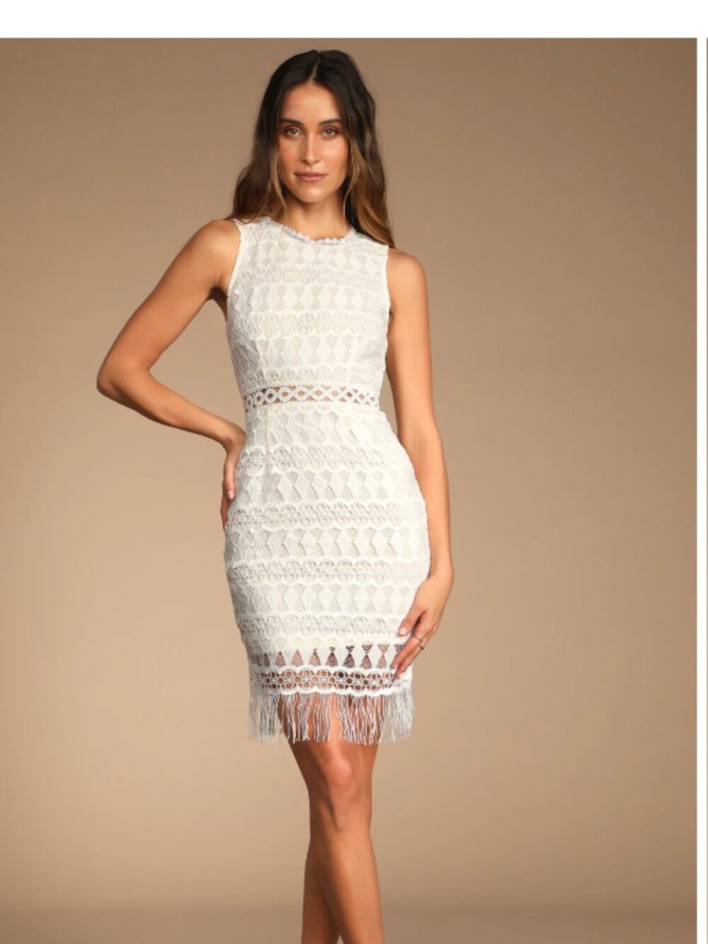 NWT Kenna White Crochet Lace Sleeveless Bodycon Dress